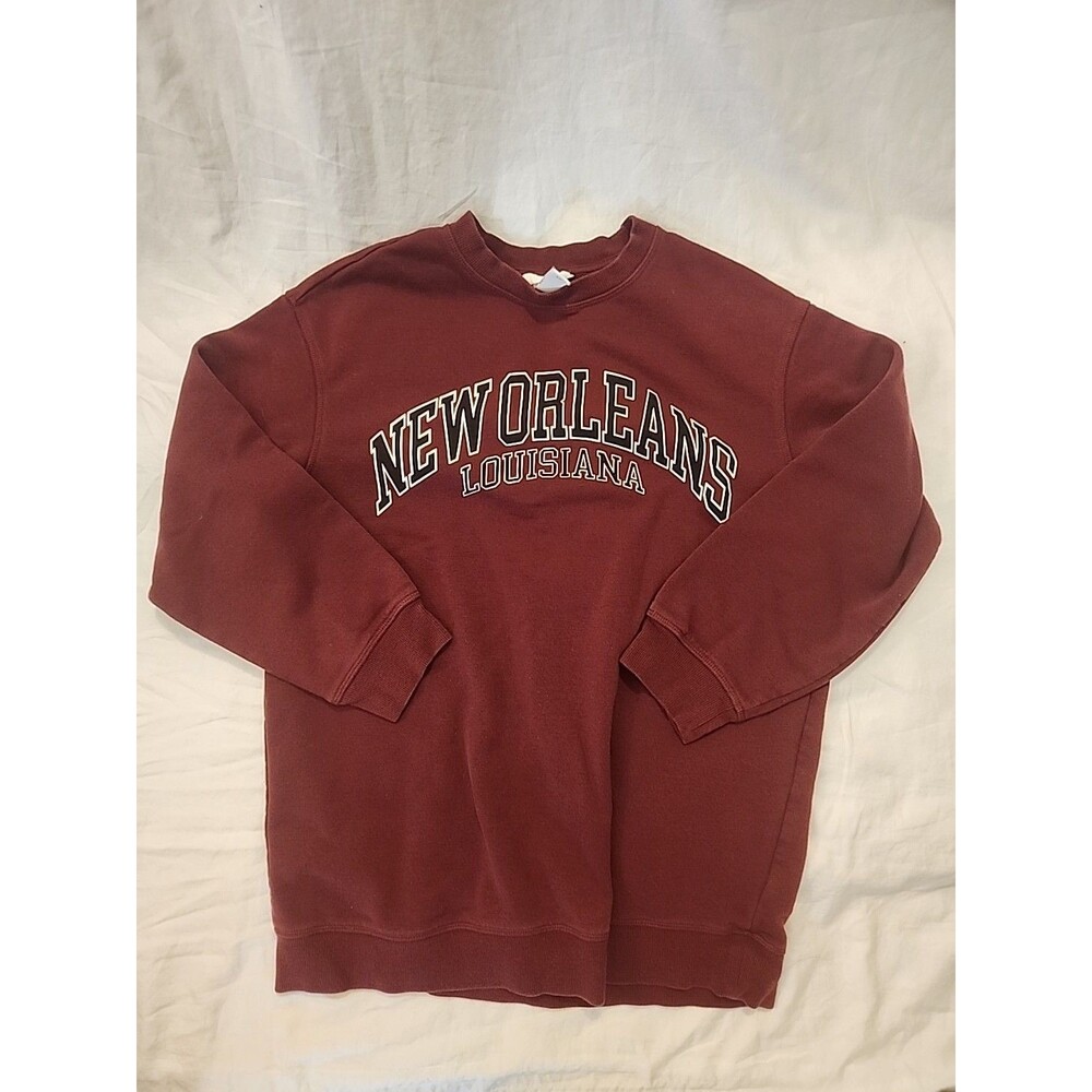 Ladies H&M Berry Red New Orleans Oversized Sweatshirt Size S
